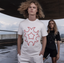 Baumwoll T-Shirt weiß mit roter Mond- und Stern-Stickerei – TRI CROWNS