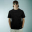 Baumwoll T-Shirt schwarz mit schwarzer Mond- und Stern-Stickerei – TRI CROWNS
